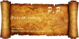 Petrák Petra névjegykártya